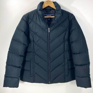 Lands’ End Classic Black Goose Down Feather Zip Puffer Jacket Winter Coat S 6 8